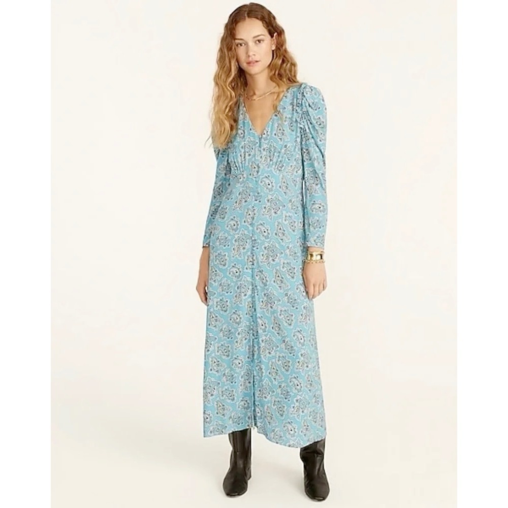 NWT J. Crew Drapey Puff Sleeve‎ Dress Paisley Bunch Romantic Spring Cottagecore